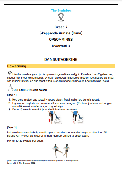 Gr 7 Dans Opsommings - Kwartaal 3