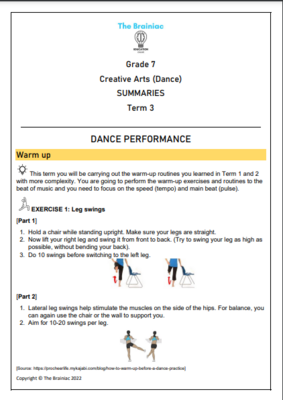 Gr 7 Dance Summaries - Term 3