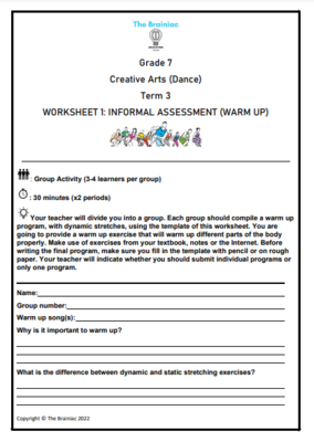 Gr 7 Dance Worksheets - Term 3