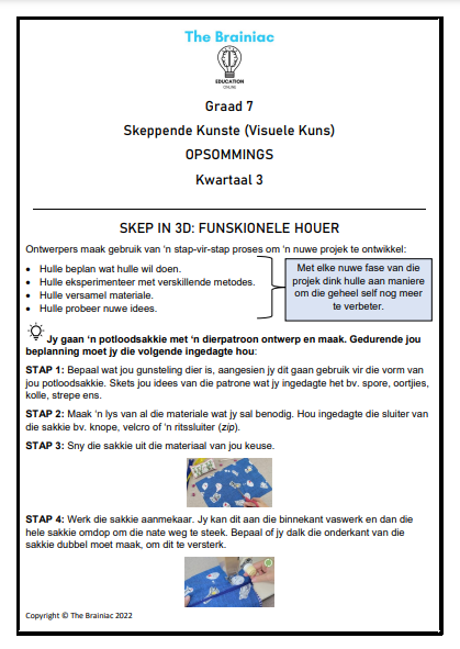 Gr 7 Visuele Kuns Opsommings - Kwartaal 3
