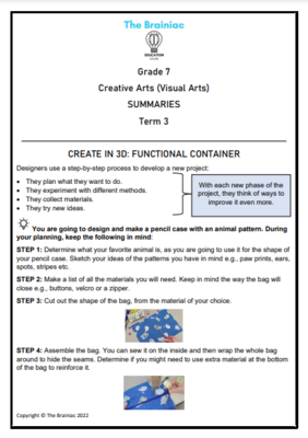 Gr 7 Visual Arts Summaries - Term 3