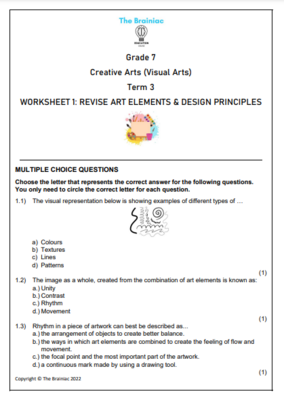 Gr 7 Visual Arts Worksheets - Term 3