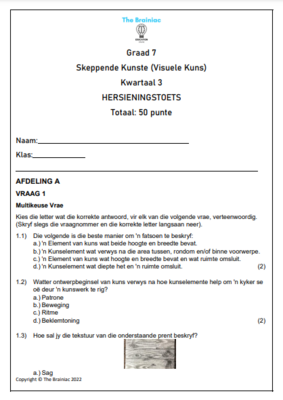 Gr 7 Visuele Kuns Hersieningstoets - Kwartaal 3