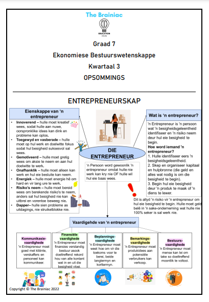 Gr 7 EBW Opsommings - Kwartaal 3