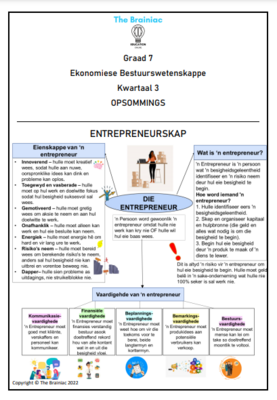 Gr 7 EBW Opsommings - Kwartaal 3