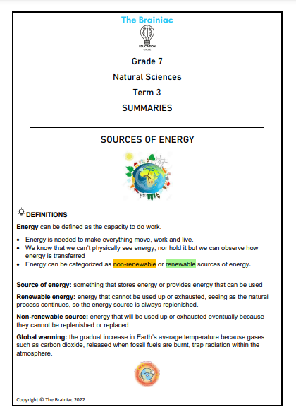 Gr 7 NS Summaries - Term 3