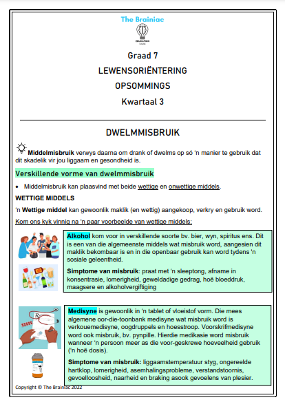 Gr 7 LO Opsommings - Kwartaal 3