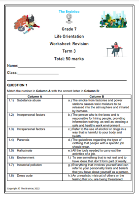 Gr 7 LO Revision Worksheet - Term 3