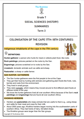 Gr 7 SS (History) Summaries - Term 3