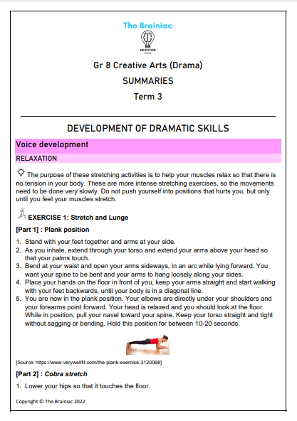 Gr 8 Drama Summaries - Term 3
