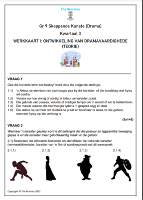 Gr 9 Drama Werkkaarte - Kwartaal 3