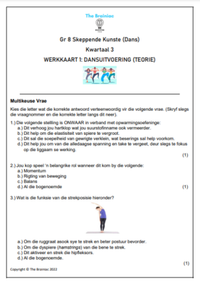 Gr 8 Dans Werkkaarte - Kwartaal 3