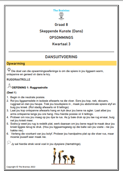 Gr 8 Dans Opsommings - Kwartaal 3