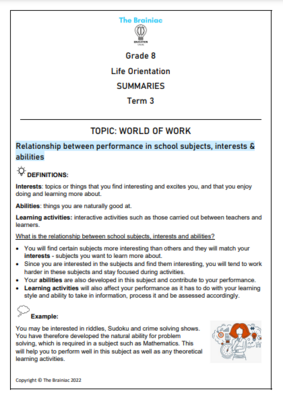 Gr 8 LO Summaries - Term 3