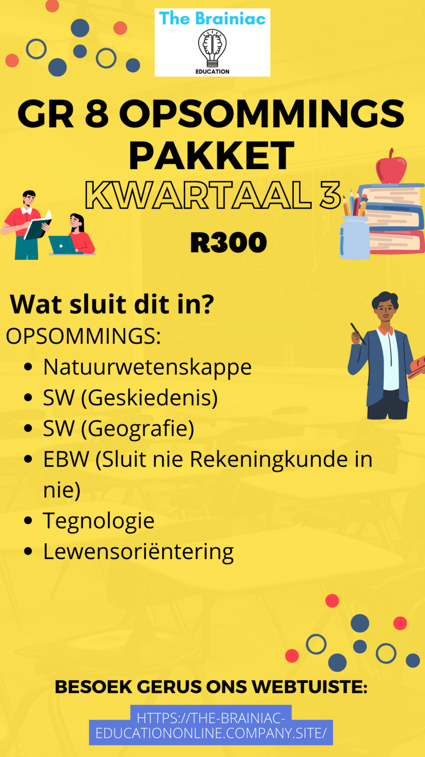 Gr 8 Opsommings Pakket - Kwartaal 3
