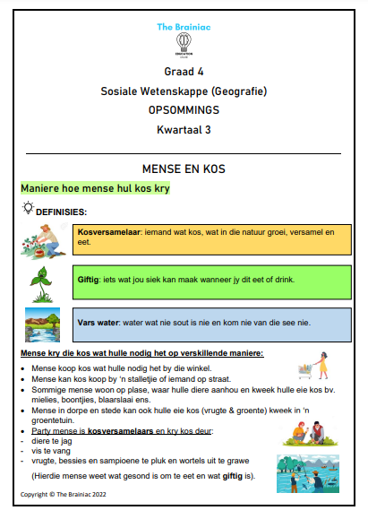 Gr 4 SW (Geografie) Opsommings - Kwartaal 3