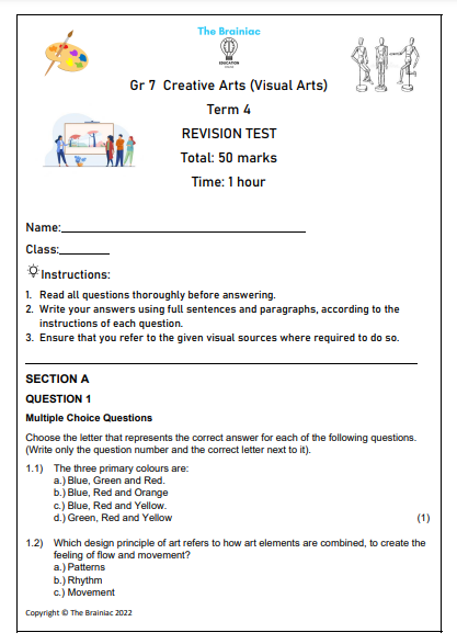 Gr 7 Visual Arts Revision Test - Term 4