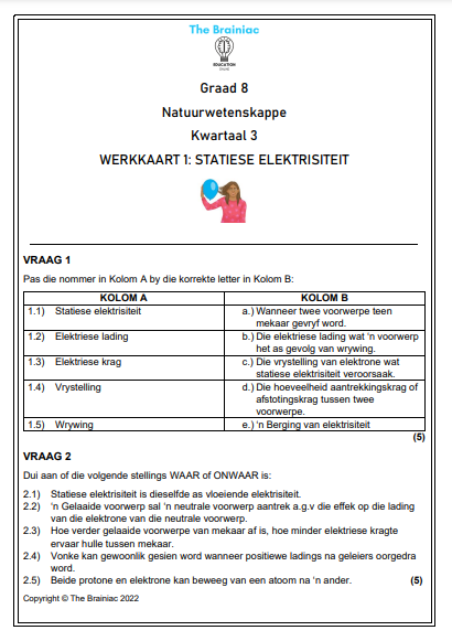 Gr 8 NW Werkkaarte - Kwartaal 3