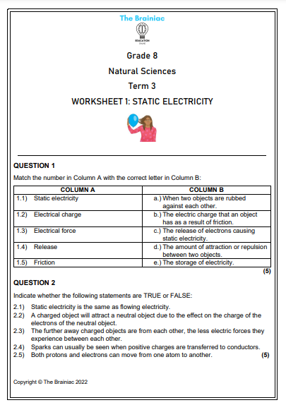 Gr 8 NS Worksheets - Term 3