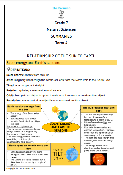 Gr 7 NS Summaries - Term 4