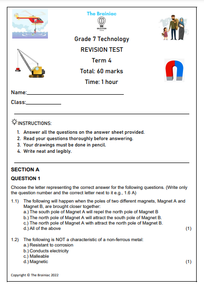 Gr 7 Technology Revision Test - Term 4