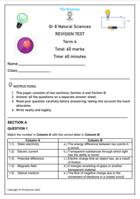 Gr 8 NS Revision Test - Term 3