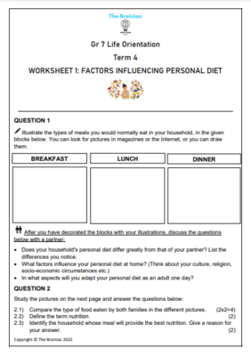 Gr 7 LO Worksheets - Term 4