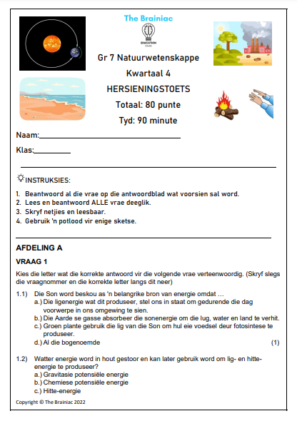 Gr 7 NW Hersieningstoets - Kwartaal 4