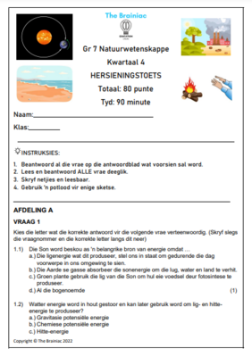 Gr 7 NW Hersieningstoets - Kwartaal 4
