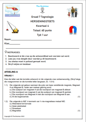 Gr 7 Tegnologie Hersieningstoets - Kwartaal 4