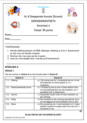 Gr 8 Drama Hersieningstoets - Kwartaal 4