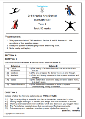 Gr 8 Dance Revision Test - Term 4