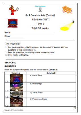 Gr 9 Drama Revision Test - Term 4