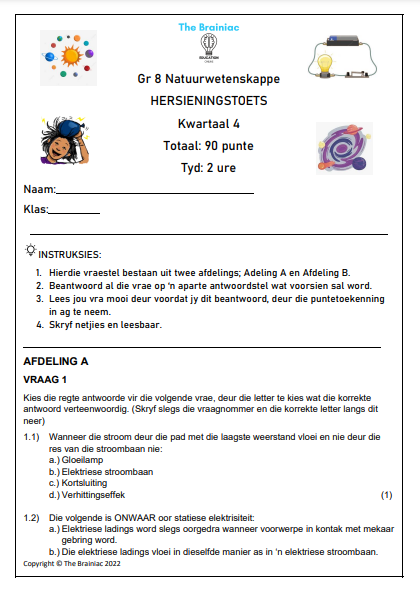 Gr 8 NW Hersieningstoets - Kwartaal 4