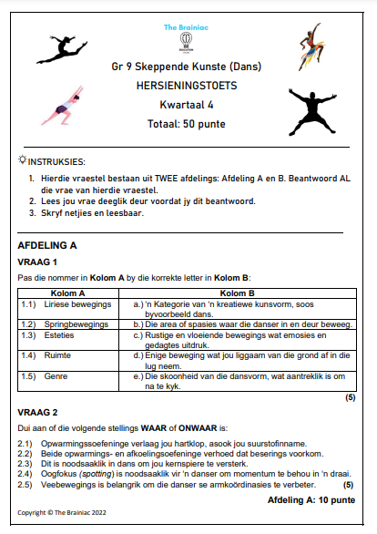 Gr 9 Dans Hersieningstoets - Kwartaal 4