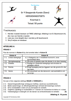 Gr 9 Dans Hersieningstoets - Kwartaal 4