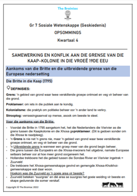 Gr 7 SW (Geskiedenis) Opsommings - Kwartaal 4
