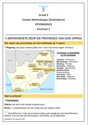 Gr 5 SW (Geskiedenis) Opsommings - Kwartaal 4