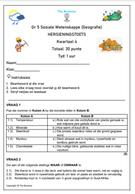 Gr 5 SW (Geografie) Hersieningstoets - Kwartaal 4
