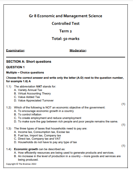 Gr 8 EMS Controlled Test - Term 2