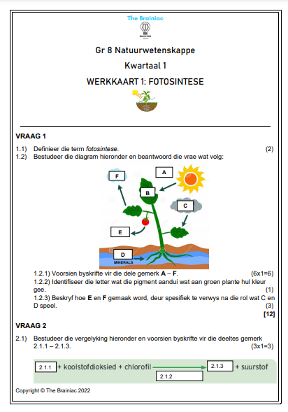 Gr 8 NW Werkkaarte - Kwartaal 1