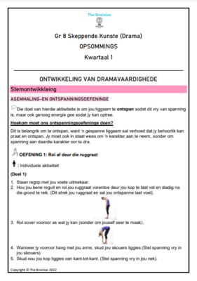 Gr 8 Skeppende Kunste (Drama) Opsommings - Kwartaal 1