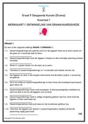 Gr 9 Drama Werkkaarte - Kwartaal 1