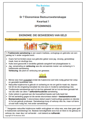 Gr 7 EBW Opsommings - Kwartaal 1