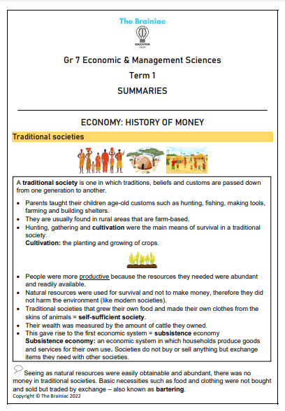Gr 7 EMS Summaries - Term 1