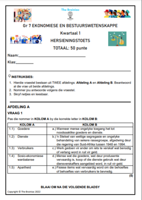 Gr 7 EBW Hersieningstoets - Kwartaal 1