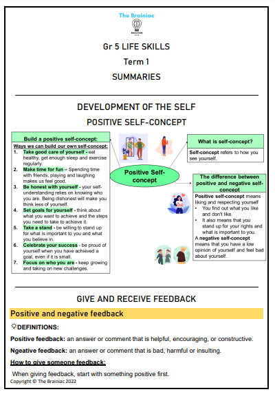 Gr 5 Life Skills Summaries - Term 1