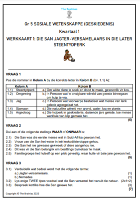 Gr 5 Geskiedenis Werkkaarte - Kwartaal 1