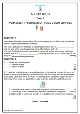 Gr 6 Life Skills Worksheets - Term 1