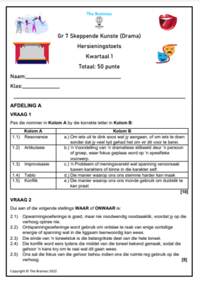 Gr 7 Drama Hersieningstoets - Kwartaal 1